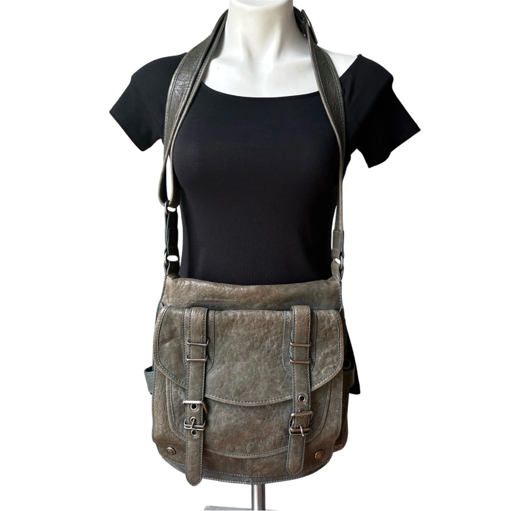 Rare Vintage Lockheart Leather Flap Closure Organizer Messenger Crossbody Bag